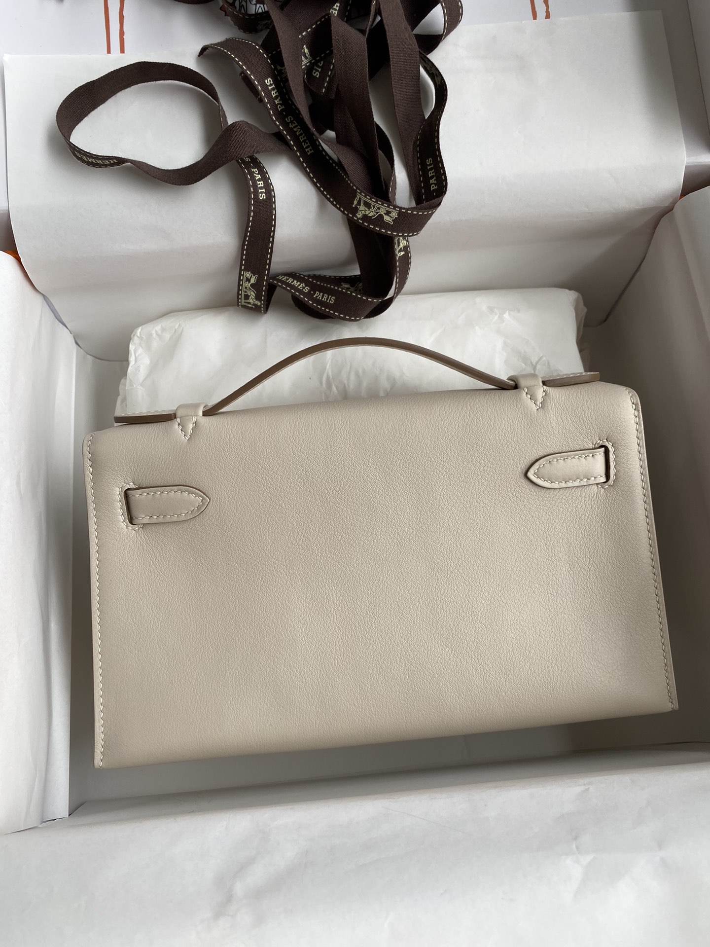 Hermes Mini Kelly Pochette 22cm Bag In White Swift Leather